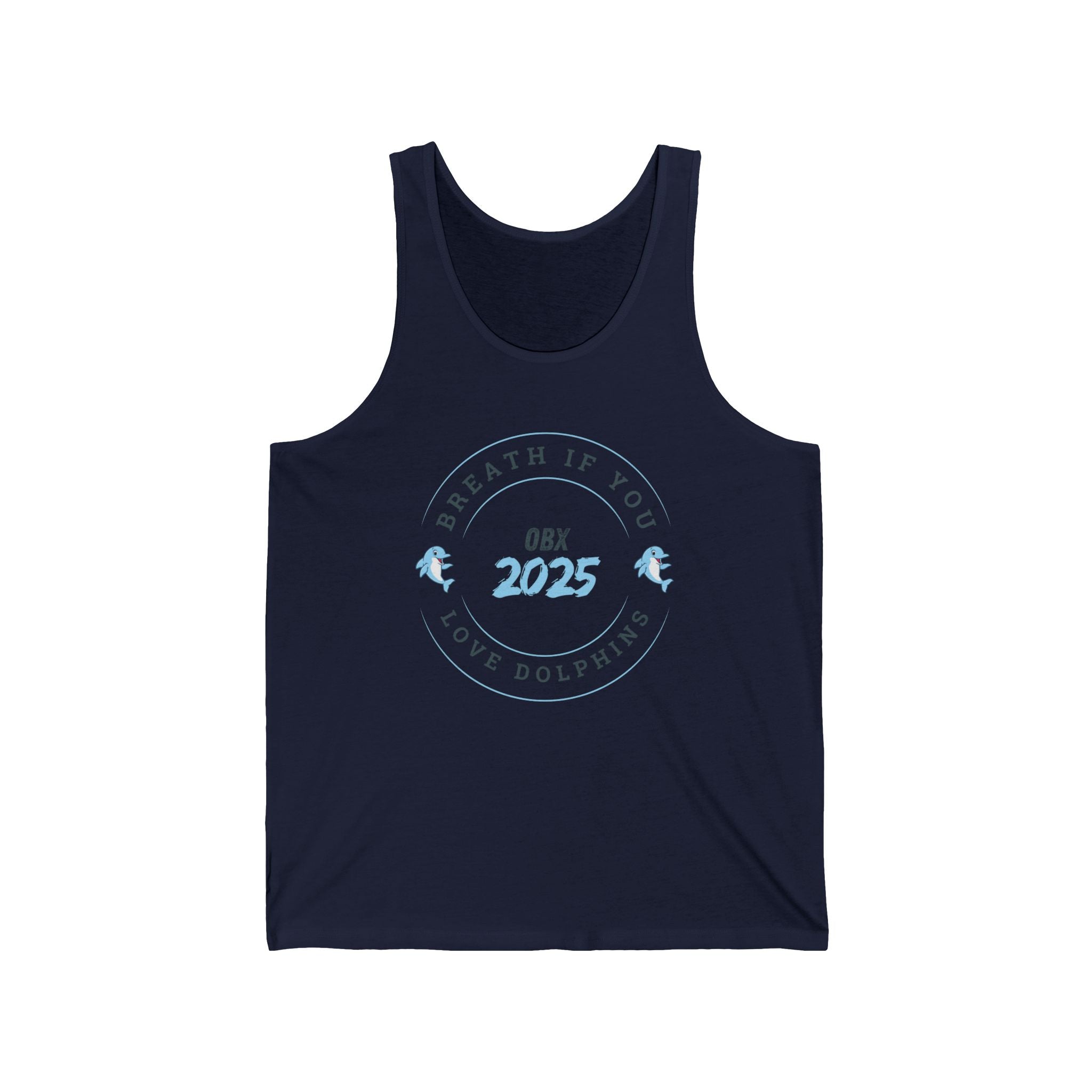 OBX 2025 Dolphin Love Unisex Jersey Tank - Perfect for Beach Days