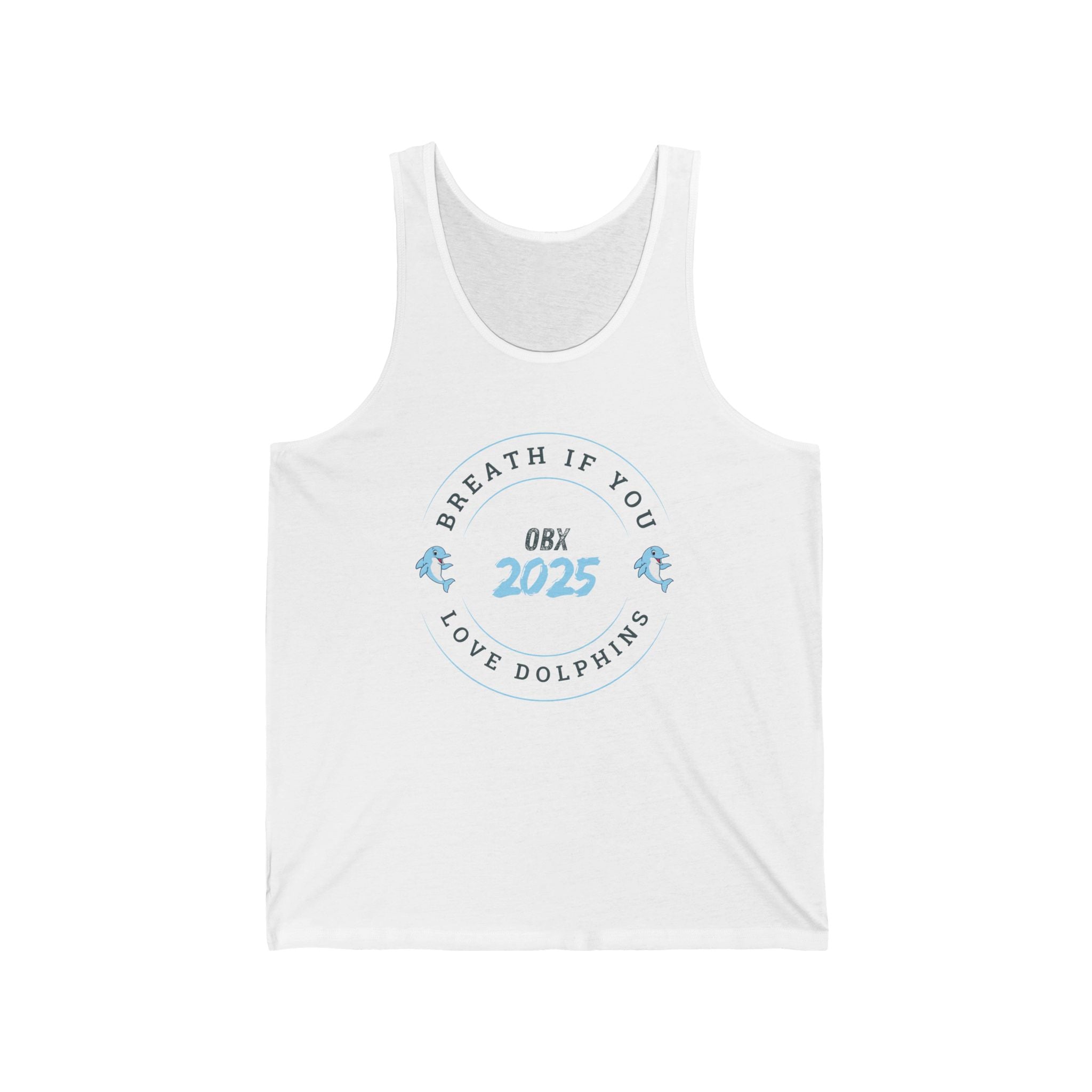 OBX 2025 Dolphin Love Unisex Jersey Tank - Perfect for Beach Days