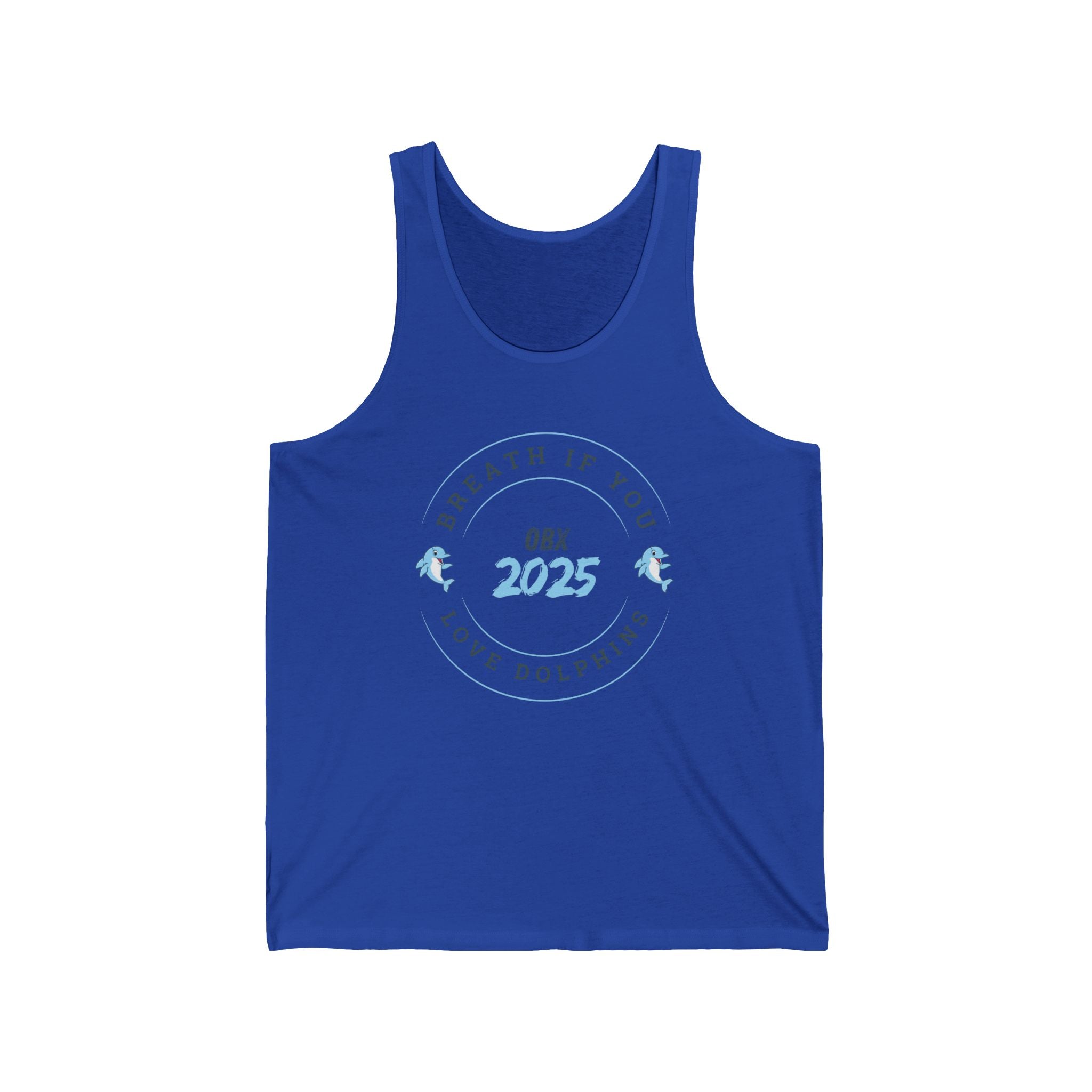OBX 2025 Dolphin Love Unisex Jersey Tank - Perfect for Beach Days