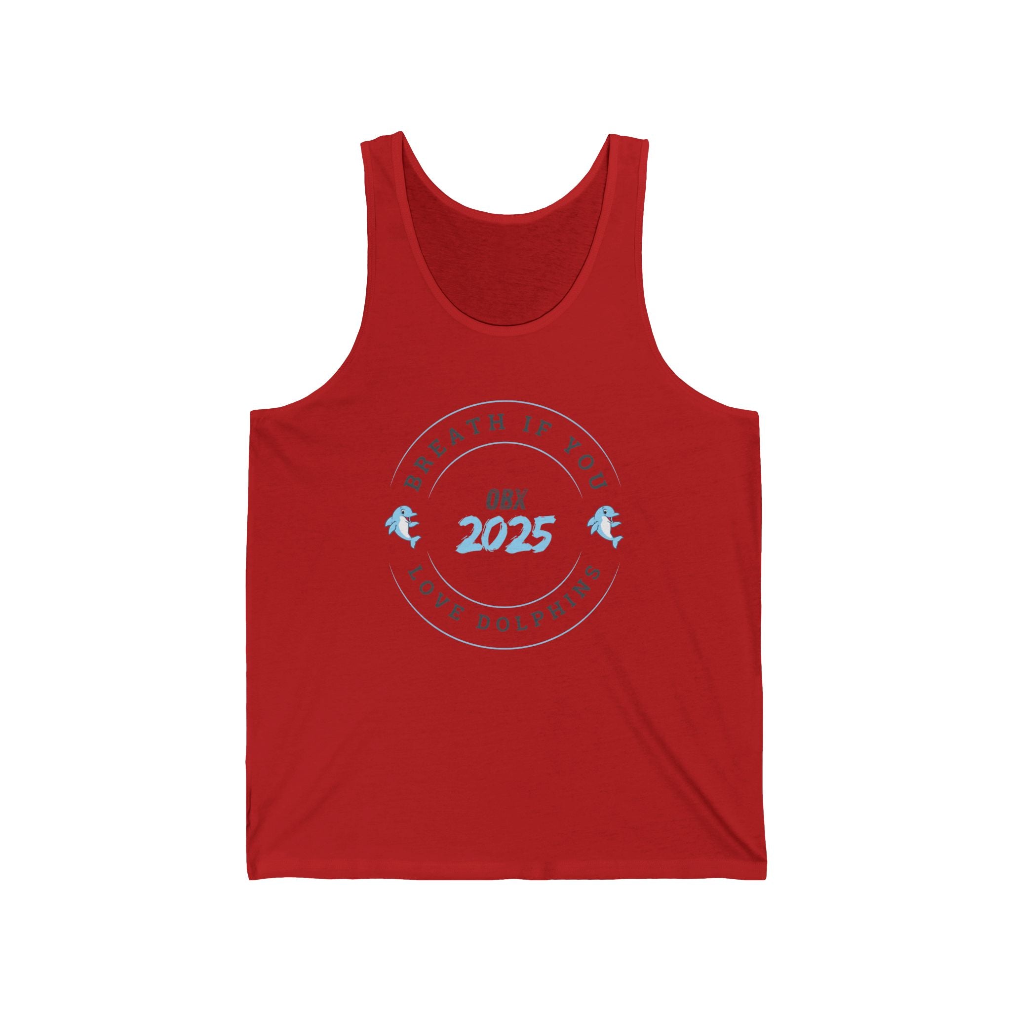 OBX 2025 Dolphin Love Unisex Jersey Tank - Perfect for Beach Days